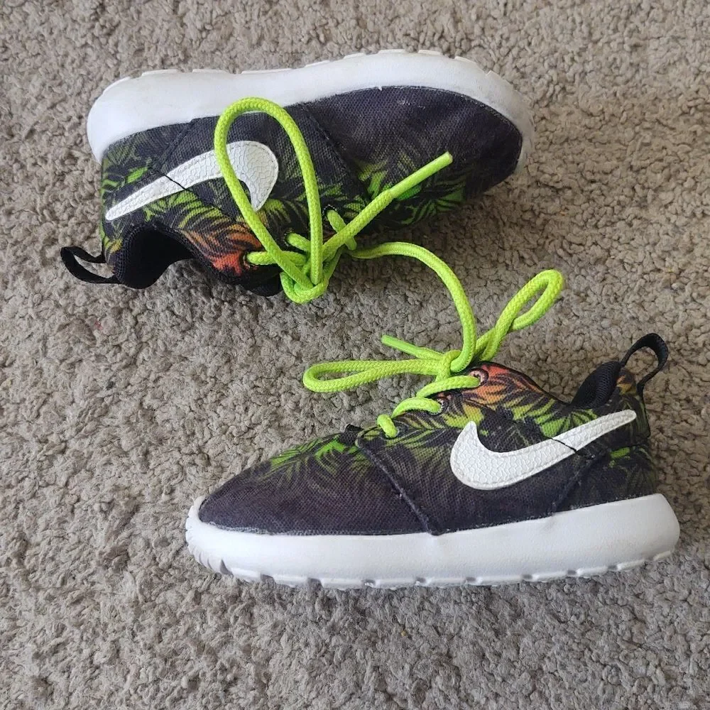 Nike Rosherun Print (TD) Orange/White/Lime/Blk Toddler/Infants Boy's Size 5c